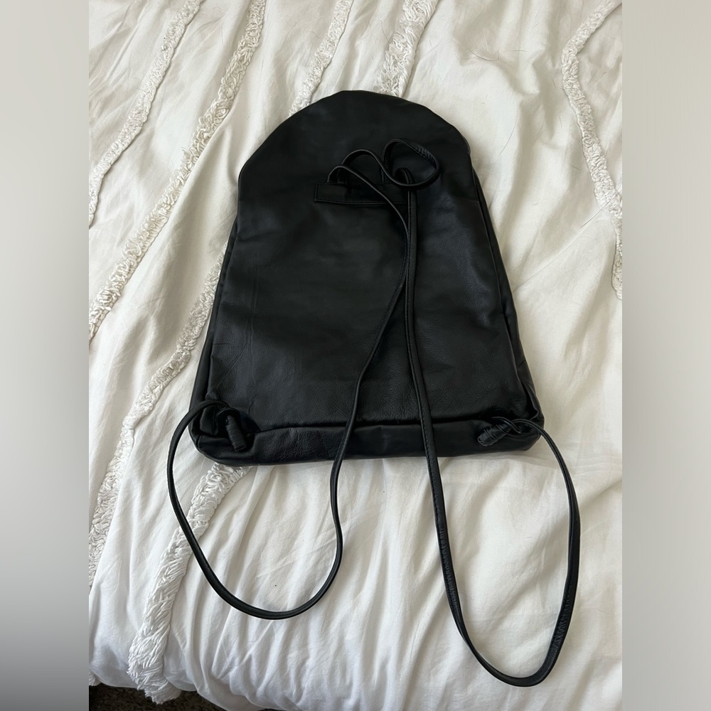 Cleobella Leather Drawstring Backpack In Black - image 3